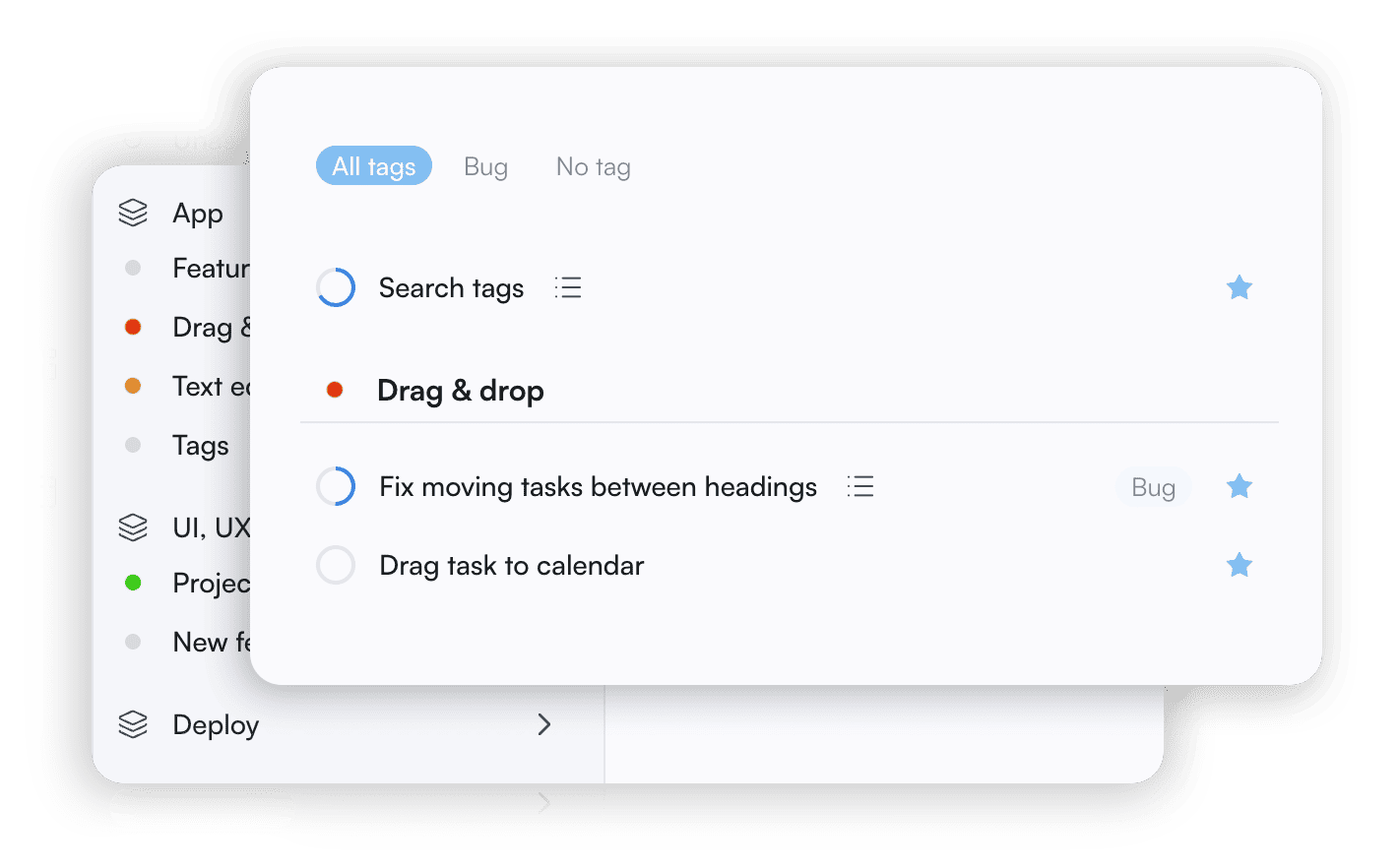 Tasks and projects view