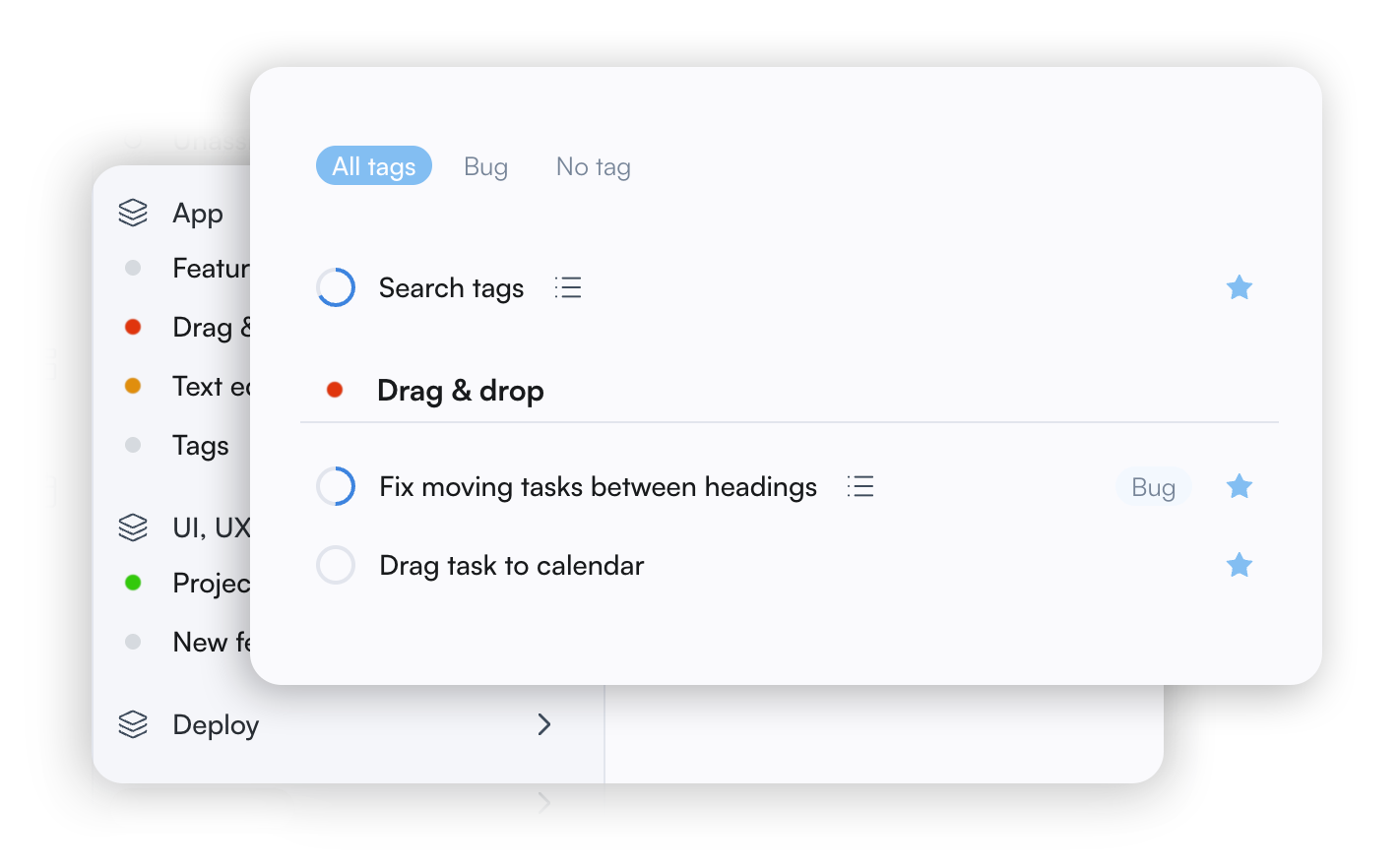 Tasks and projects view
